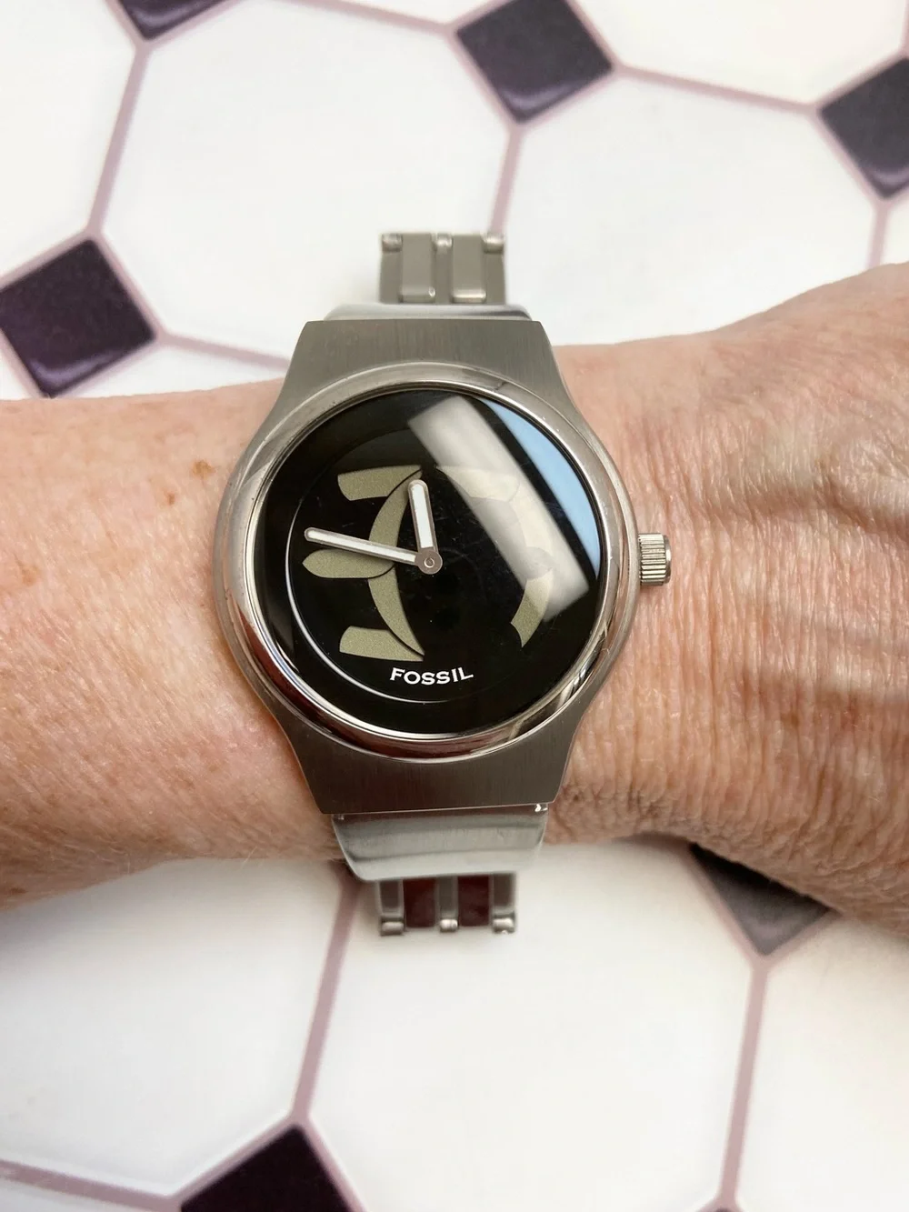 Vintage Y2K Fossil Big Tic Watch with Digital Seconds Display